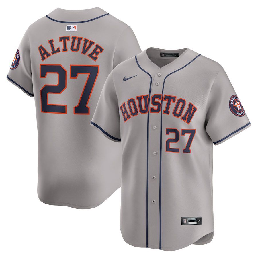 Men Houston Astros #27 Jose Altuve Nike Gray Away Limited Player MLB Jersey->houston astros->MLB Jersey